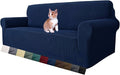 MAXIJIN Super Stretch Couch Cover for 3 Cushion Couch, 1-Piece Universal Sofa Covers Living Room Jacquard Spandex Furniture Protector Dogs Pet Friendly Fitted (Large, Navy Blue)