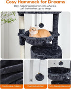 SYANDLVY Small Cat Tree for Indoor Cats, Cat Tower with Scratching Post | Modern Cat House with Padded Perch, Kittens Condo with Cradle, Smoky