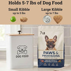 Metal Dog Food Container 5-7lb, 25 Cup w/ Airtight Bamboo Lid, Metal Handle | Pet Jar For Dogs up to 50lbs, Airtight Bamboo Lid, Sturdy Comfortable Metal Handle, Powder Coated Iron, Kibble Storage Bin