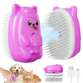 3 in 1 Cat Steam Brush for Shedding, Pet Steam brush for Dog & Cat Shedding & Grooming, for Long & Short Haired Pets, Spritz Defur Comb (rose red)