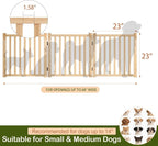 Wooden Freestanding Dog Gate Indoor - 23" Height 3 Panels | No-Painted Foldable Dog Gates, Portable Puppy Fence for Hallway Stairs, Doggy Barrier