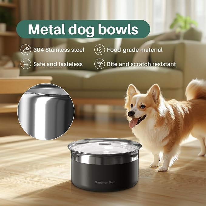 Gardner Pet Slow Water Bowl for Dogs – No Spill, Anti-Splash Floating Plate Design, Slows Drinking to Reduce Mess, Keeps Water Clean & Floors Dry, 3.8L(Black)