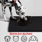 DogBuddy Dog Food Mat – Waterproof Dog Bowl Mat for Food and Water, Silicone Pet Feeding Mats for Floors, Non-Slip Placemat with High Edges for Dogs Bowls, Puppy Essentials (XL: 28" x 18", Black)