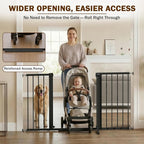 Mumeasy 29.7-57" Extra Wide Baby Gate,Dog Gate Indoor for Doorways & Stairs | No Drilling Pressure Mounted Pet Gate for Dogs Outdoor, Auto Close Easy Walk Thru Child Safety Gate for Hallways, House,Black