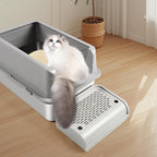 Cat Step for Litter Box, Litter Box Ramp with Filter Function, Light Grey | Cat Litter Box Step for Kitten & Elderly Cats, Washable Double Layer Litter Catcher, Non-Slip Litter Catcher, Easy to Clean