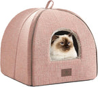 Cat Bed for Indoor Cats - Cat Cave Bed Cat House Cat Tent with Removable Washable Cushioned Pillow, Soft and Self Kitten beds,Cat Beds & Furniture, Pet Bed (Large, Pink)