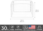 IRIS USA 4-Panel Dog Playpen, Pet Enclosure, Dark Gray | Safe Play Zone, Configurable Layout, Multi-Shape Setup, Custom Pen Configuration, Stable Non-Tip Base, Secure Door Latch