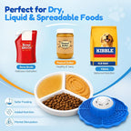 Slow Feeder Dog Bowls with Lick Mat & Rolling Lick Ball, Enrichment Toys | 10oz. 3-in-1 Feeder. Leak-proof, Non-slip. Interactive Play. Slow eating. Liquid, Thick Treats & Kibble, Food-grade Silicone