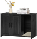 Dwanton Litter Box Enclosure, Cat Litter Box Furniture Hidden, with Scratching Mat, Wooden Cat Washroom Indoor, 31.5" L x 19.7" W x 21.7" H, Dark Gray