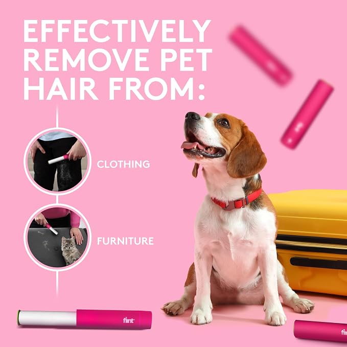 Classic Pink Retractable Mini Lint Roller with 90 Extra Sticky Sheets, Small and Portable Lint Roller, Ideal Pet Hair Remover, Travel Lint Rollers for pet Hair Extra Sticky