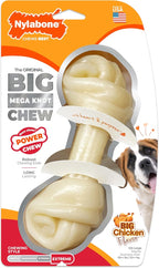 Nylabone Power Chew Mega Knot Bone Dog Chew Toy, Chicken Flavor, X-Large | Durable dog toys for aggressive chewers, long lasting, discourages destructive chewing, for dogs 50+ lbs, flavor throughout