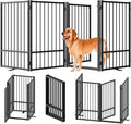 SNUOWU Full Metal Freestanding Dog Gate with Door, 36''Height Foldable Pet Dog Fence for Indoor & Outdoor, 4 Panels Extra Wide Free Standing TallDog Gates for Doorways,House,Stairs,Porch,Deck,Yard
