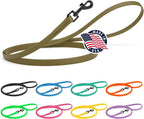 Dogline Biothane Waterproof Dog Leash Strong Coated Nylon Webbing with Black Hardware Odor-Proof Easy to Clean High Performance for Small or Large Dogs Made in USA 4 or 6 ft Lead, Olive Drab Green