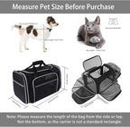 TSA Airline Approved Large Pet Travel Carrier,4 Sides Expandable with 2 Mesh Pockets,3 Entry, Soft Sided Collapsible Dog Carrier for 2 Cats,Kittens,Puppies,Dog, X-Large, Black & White
