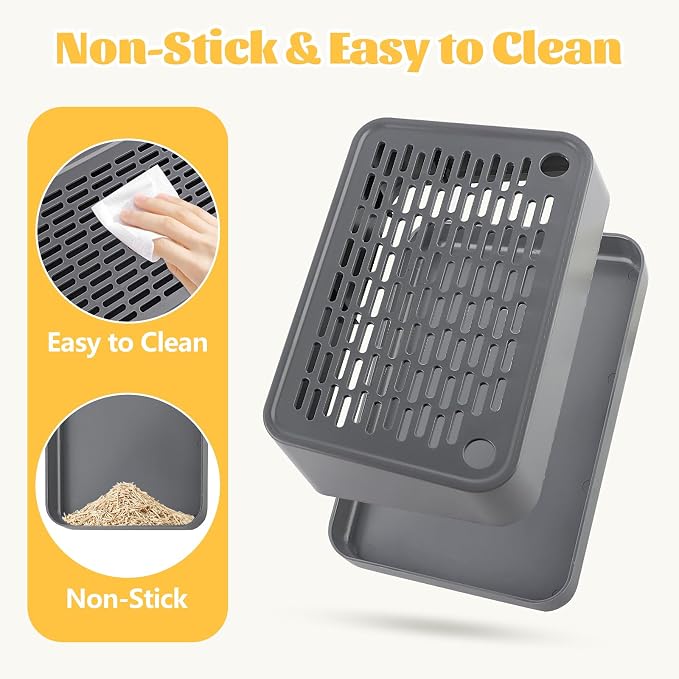 Litter Box Step, Cat Ramp Step Catcher with Filter Function, Grey | Litter Box Ramp for Kittens & Old Cats, Washable, Anti-Tracking, Non-Slip Litter Catcher, Easy to Clean