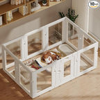 Clear Acrylic Dog Playpen Indoor, Puppy Cat Small Pet Play Pen, Easy Assemble & Disassemble Sturdy Plastic Dog Fence with Heavy Duty Door Lock (24In H, 10PCS), White