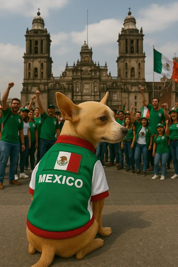 Parisian Pet Dog Mexico Jersey - Breathable Mesh Puppy Football Jersey - Lightweight Stretch Sporty Dog Mexican Outfit - Summer Shirts for Large Dogs - Soccer Jersey for Dogs - Sportswear Pet Clothes
