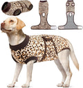 Kuoser Dog Recovery Suit Female, Dog Recovery Suit Female Doggie Onesie for Surgery, Post-Op Onesie for Female & Male Dogs, Soft Protective Wear, BrownLeopard L