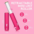 Classic Pink Retractable Mini Lint Roller with 90 Extra Sticky Sheets, Small and Portable Lint Roller, Ideal Pet Hair Remover, Travel Lint Rollers for pet Hair Extra Sticky
