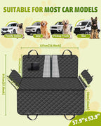 Dog Car Seat Cover, 600D Heavy Dute Car Seat Cover for Dogs Pets, 100% Waterproof Anti-Scratch Nonslip Dog Hammock for Cars, Seat Covers Protector with SeatBelt for Sedan SUV Truck Standard Black