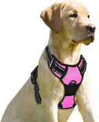 BARKBAY No Pull Dog Harness Front Clip Heavy Duty Reflective Easy Control Handle for Large Dog Walking(Pink,XL)