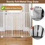 Full Metal Freestanding Dog Gates 2 Panels 32" Tall Up to 48" Wide | White Dog Gate for Indoor & Outdoor, Extra Wide Free Standing Dog Barrier No Drilling Pet Gates for Doorways, Stairs, Deck