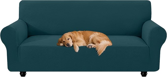 XINEAGE Stretch 3 Seater Slipcover, Non-Slip Pet Couch Cover,Dark Green | Washable Furniture Protector, Elastic Bottom, Dogs & Cats Friendly, Scratch-resistant, Fast Setup, High Elasticity