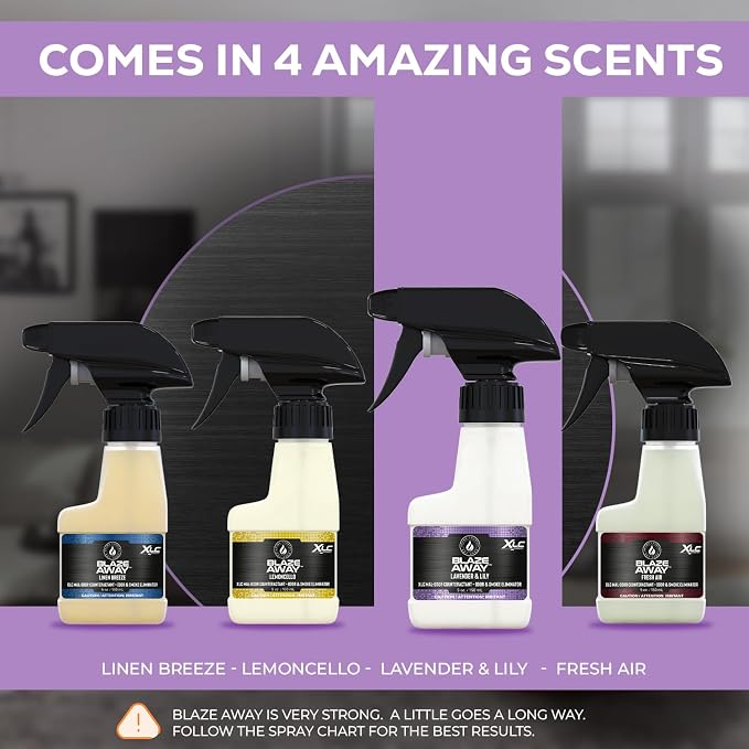 Blaze Away Lavender & Lily Odor Eliminator Spray (5 Fl Oz) | Commercial Air Freshener • Professional-Strength • Long-Lasting • for Smoke, Pet, Bathroom, Vehicle, Hotel & Commercial Space