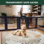 FXW AuraSpace Clear Acrylic Indoor Dog Playpen, 24" H, 12 Panels, Black | Open View, Modern Home Fit, No Climbing Bars, Tool-Free Setup, For Puppies & Small Dogs