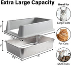 Stainless Steel Cat Litter Box with Lid,XL Extra Large Litter Box | Metal litter box for Big Cats with High Sided,2Pack,Non-Sticky,Easy Cleaning, Include Litter Mat & Scoop,23x14.6x9.9in