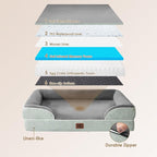 EHEYCIGA Orthopedic Dog Beds Large Sized Dog, Waterproof Washable Pet Bed | Non-Slip Bottom and Egg-Crate Memory Foam XL Dog Couch Bed with Washable Removable Cover, Greyish Green, 41Inch