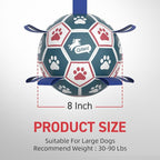 QDAN Large Dog Toys, 8 Inch Durable Balls for Dogs, Soccer Ball with Straps | Outdoor Herding Balls for 30-90 lbs Aggressive Chewers, Interactive Soccer Toy for Tug of War, Dog Ball to Keep Them Busy