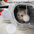 Cat Tunnel Bed for Indoor Cats, Under Christmas Tree Skirt, Donut Tunnel Toys for Multiple & Large Cats, Bed Cave Hideaway for Kitten, Rabbit, Puppy, Gray