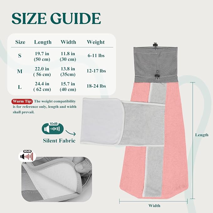Supet Cat Grooming Wrap for Cutting Nails, Self-Adhesive Calm Cat Swaddle | Bite-Proof Mesh Hood & Thick Waist Strap Anti-Escape Anti-Scratch Bag for Nail Trimming, Medication, Ear Cleaning (Pink M)