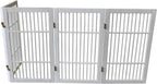 Urnporium Pet Dog Gate Freestanding, Strong Durable Folding Wooden Fence, Portable Acacia Hardwood Safety Barrier for Indoor & Outdoor Use (White Pet Gate, 4 Panel 30" Tall)