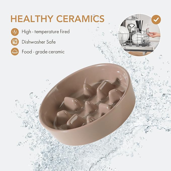 Havniva Slow Feeder Dog Bowls, Ceramic Dog Bowl Slow Feeder for Fast Eater | 1.2 Cups Puzzle Dog Food Bowl, Slow Feeding Bowls for Small & Medium Breed, Non-Slip Rubber Base, Anti-Choking