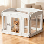 Clear Puppy Playpen Indoor - Ideal for Small & Toy Dogs - Height 24 Inch, 4 Panels, White
