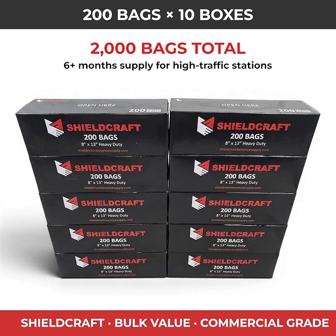 2,000 Thick Commercial Grade Pet Waste Station Refill Rolls, 10 Rolls of 200 Bags Per Roll, Fits Any Commercial, HOA, Residential Dog Waste Station - Case of 2,000 (SCDWBC)