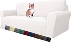 MAXIJIN Super Stretch Couch Cover for 3 Cushion Couch, 1-Piece Universal Sofa Covers Living Room Jacquard Spandex Furniture Protector Dogs Pet Friendly Fitted (Large, White)