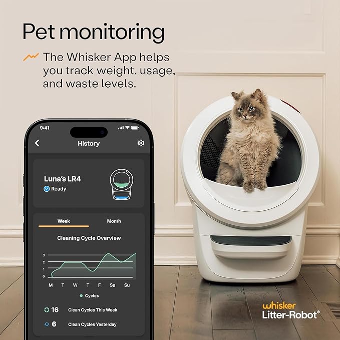 Litter-Robot 4 by Whisker, White | Automatic, Self-Cleaning Cat Litter Box, Helps Reduce Litter Box Odors, Works with Any Clumping Litter