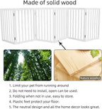 Dog Gate Indoor, Freestanding Dog Fence for The House, Doorways, Hallways,or Stairs,Pet Gate Foldable Wooden,Expandable 32" Height 6 Panels,White