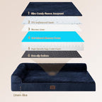 EHEYCIGA Extra Large Dog Bed Othorpedic, Memory Foam XL Dog Bed with Washable Removable Cover, Waterproof Pet Sofa Couch XLarge Size Dogs with Nonskid Bottom, 44x32x6.5, Navy Blue