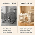 Dog Playpen with Divider & Washable Floor Pad, 6-Panel Indoor Puppy Playpen for Small Dogs & Puppies, 24" Tall Premium HDPE Panels, 60"x30"x24", Tool-Free Setup (White)