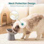 vancasso Ceramic Slow Feeder Cat Bowl, 6.25 Inch Elevated Cat Slow Feeder Bowl, Anti Vomiting for Dry and Wet Food, Grey