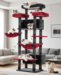 Gitelsnour Cat Tree, 74" Tower for Large Cats, Big Condo Hammock CCT030BR | Heavy duty, 3 Big Platforms, 2 Baskets, 2 Condos, Multi-Level Cat Scratching Posts, Indoor Cats Large Adult, Black and red