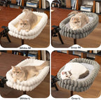 CHEERPALS Cloud Cat Bed Desk Mounted Hammock for Indoor Cats Perch Foldable | Reversible Mesh Warm Plush Mat, 90° Space Saving, Machine Washable Support Pet Bed for Kitty and Puppy(White, Medium)