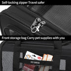 Airline Approved Pet Carrier for Cats and Small Dogs up to 15 lbs, Breathable Mesh and Collapsible Design, Portable Travel Bag for Bearded Dragon, Puppies Animal Hangbag, Rabbit Cage (Black, Small)