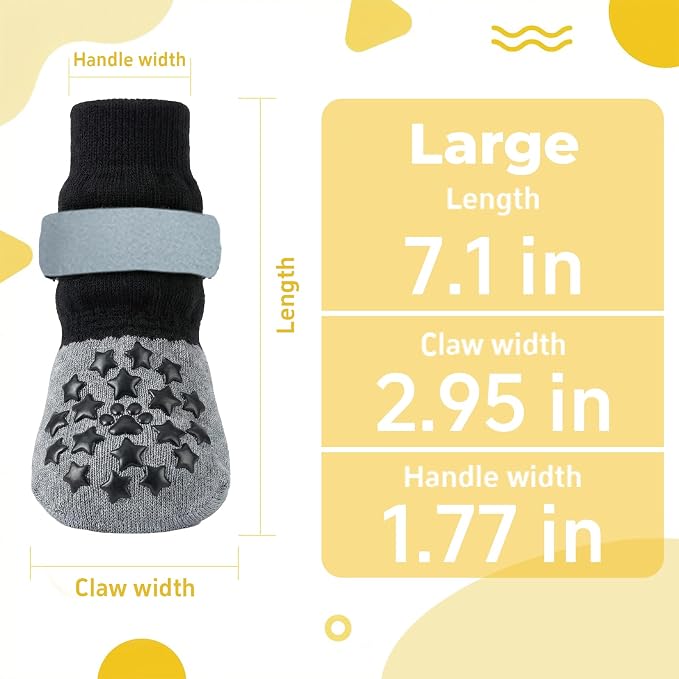 Reflective Dog Socks Grippy Socks Prevent Licking Paws，Anti Slip Paw Protection, for Hardwood Floors & Hot & Cold Pavement, Small Medium Large & Senior Dogs