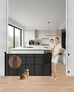 Mesh Dog Gate, 71" Wide 34" Tall Retractable Mesh Baby Gates | Retractable Dog Gate Indoor, One-Hand Use, Baseboard Fit, 6 Reinforced Rods, for Open Kitchen, Living Room & Playroom, Black