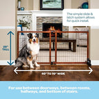 Carlson 28" Extra Tall Super Wide Dog Gate, 40"-70” Adjustable Freestanding Wooden Pet Gate for Doorways & Hallways